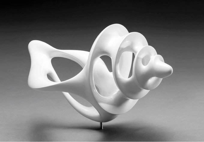 Künstliche Art-moderne abstrakte Skulptur, weiße abstrakte Skulptur der
