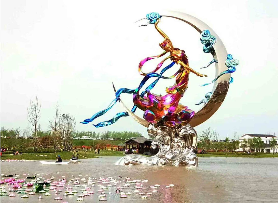 Allgemeine Kunst-große Garten-Statuen-Edelstahl-Fliegen-Fee im Freien gemalt