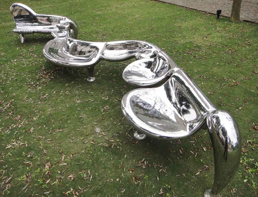 Zeitgenössischer Edelstahl-Skulptur-Spiegel-Poliermetallrasen-Kunst-Art